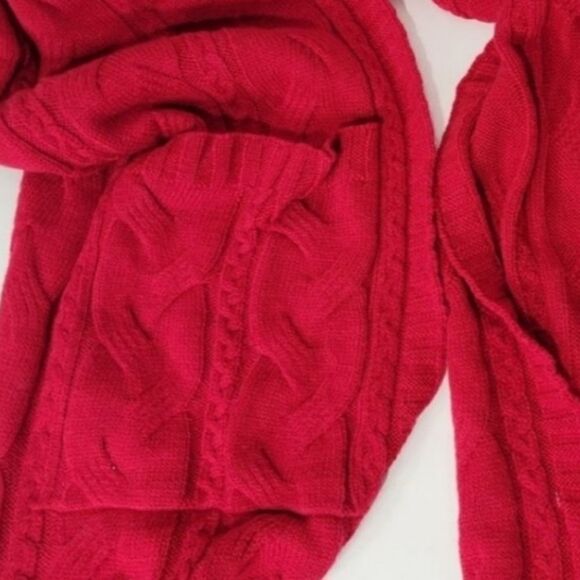 Punctuate scarf red wool scarf with pockets cable knit nwot - Picture 9 of 11